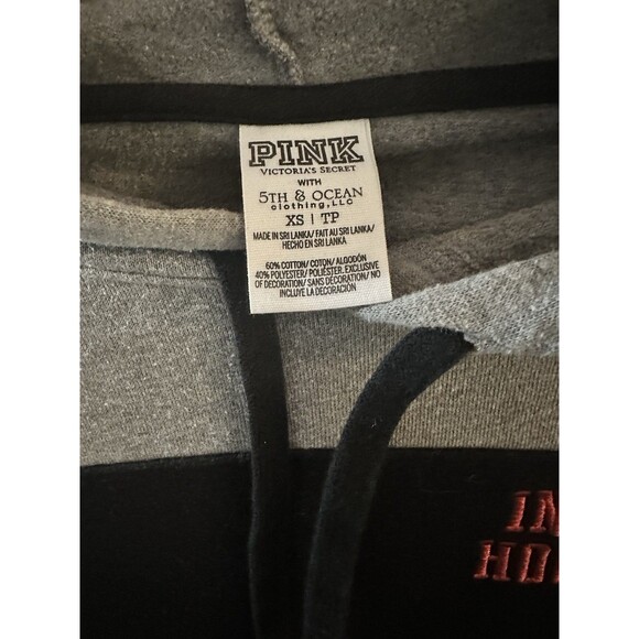 Victoria’s Secret PINK IU Indiana Hoosiers Gray & Black Hoodie Sweatshirt Sz XS - Picture 5 of 5